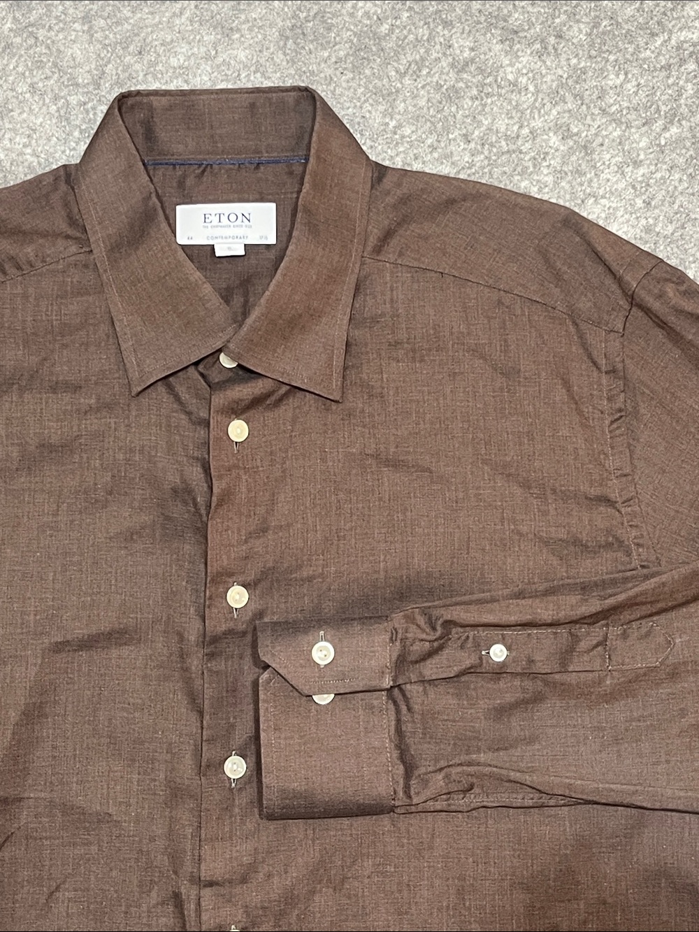 Eton Brown Long-Sleeve Dress Shirt Contemporary Fit